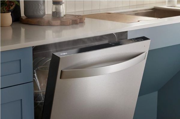 Kitchen Featuring a Whirlpool 24" Fingerprint Resistant Stainless Steel Top Control Built In Dishwasher