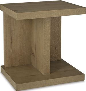 front view of the Signature Design by Ashley® Brinstead Light Brown Chairside End Table