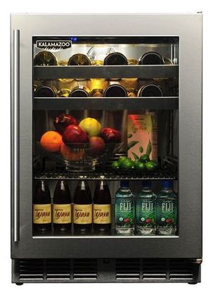 Kalamazoo™ Outdoor Gourmet Signature Series 24" Marine-Grade Stainless Steel Dual-Zone Outdoor Refrigerator/Wine Chiller with Glass Door