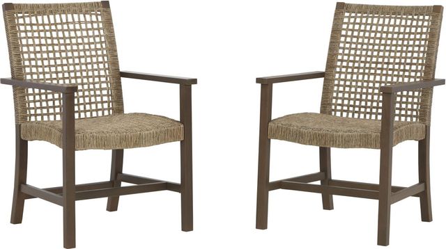 Signature Design by Ashley® Germalia 2-Piece Brown Outdoor Dining Arm Chair Set