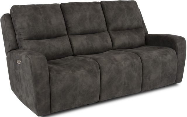 Flexsteel Grey Power Reclining Sofa with Power Headrests