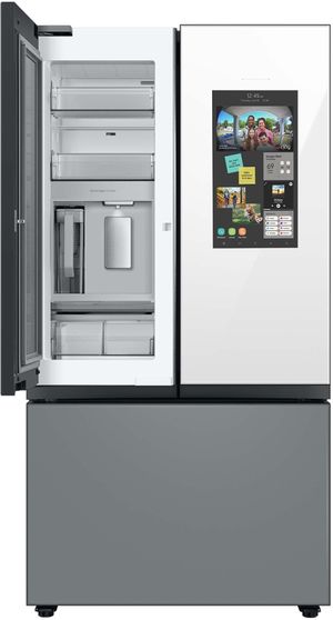 Samsung Bespoke 24 Cu. Ft. Matte Grey/White 3-Door French Door Refrigerator with Family Hub