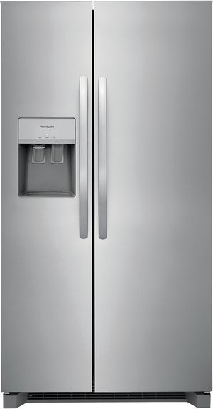 front view of the Frigidaire® 25.6 Cu. Ft. Stainless Steel Side-by-Side Refrigerator
