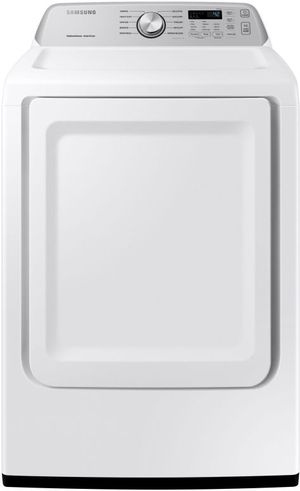 front view of the Samsung 3400 Series 7.4 Cu. Ft. White Front Load Gas Dryer