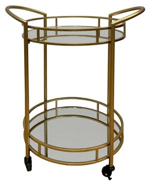 front view of the Signature Design by Ashley® Wynora Gold Bar Cart