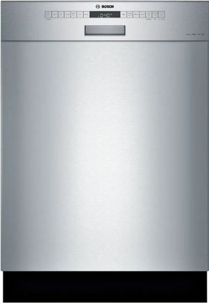 Bosch 300 Series 24" Stainless Steel Front Control Built-In Dishwasher door closed