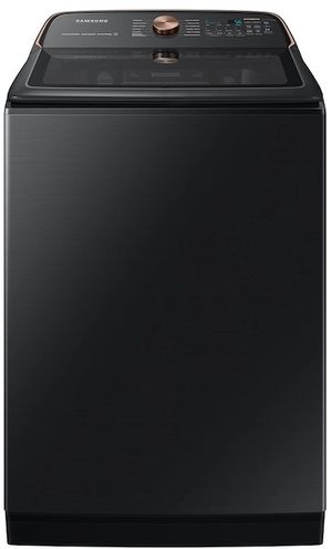 front view of the Samsung 5.5 Cu. Ft. Brushed Black Top Load Washer