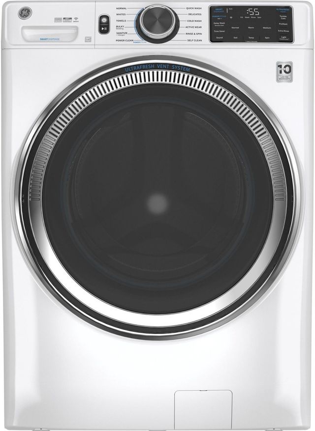 GE White Smart Front Load Washer