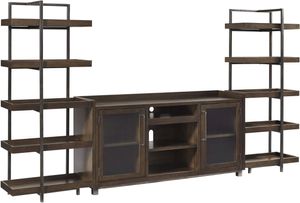 front view of the Signature Design by Ashley® Starmore 3-Piece Brown Entertainment Center
