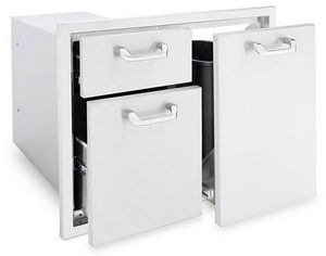 front view of the Lynx Professional 30" Stainless Steel Trash Center & Double Drawer Combo