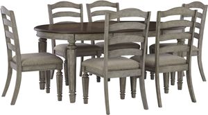 view of the Signature Design by Ashley® Lodenbay 7-Piece Antiqued Gray Dining Room Set