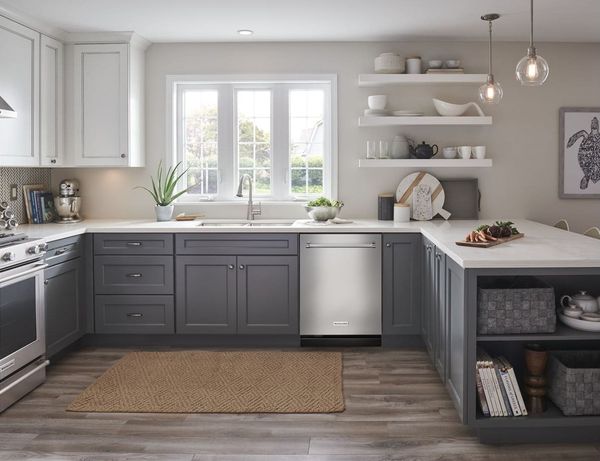 Kitchen Featuring a KitchenAid 24" PrintShield Stainless Steel Built In Dishwasher