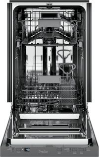 front view of the inside of the GE Profile™® 18" Stainless Steel Built In Dishwasher