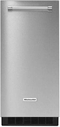 front view of the KitchenAid® 15" Stainless Steel with PrintShield™ Finish Automatic Ice Maker