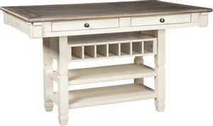 front view of the Signature Design by Ashley® Bolanburg Two-tone Rectangular Counter Height Dining Table