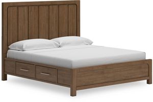 front view of the Signature Design by Ashley® Cabalynn Light Brown California King Storage Panel Bed