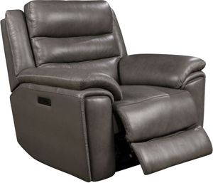 front view of the Leather Italia™ Destin Grey Power Reclining Chair