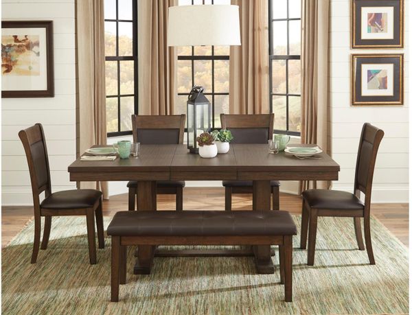 Homelegance Wieland 6 Piece Rustic Brown Dining Table Set