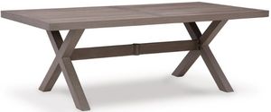 front view of the Signature Design by Ashley® Hillside Barn Brown Metal Outdoor Dining Table