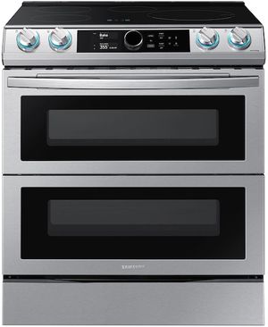 front view of the Samsung 30" Fingerprint Resistant Stainless Steel Slide In Induction Range