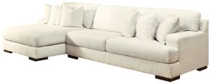 front view of the Signature Design by Ashley® Zada 2-Piece Ivory Right-Arm Facing Sectional with Chaise