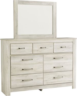front view of the Signature Design by Ashley® Bellaby Whitewash Dresser and Mirror