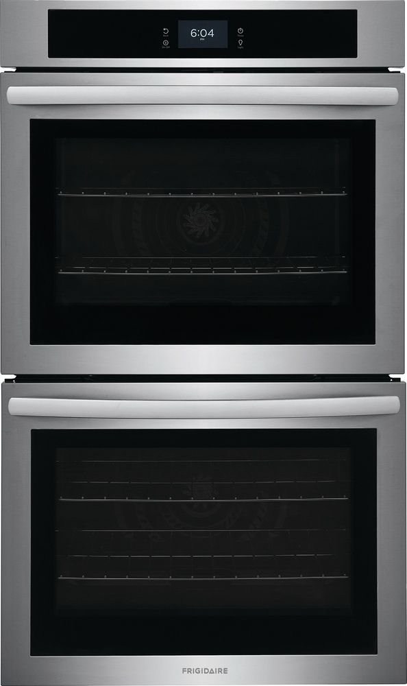 Stainless steel Frigidaire double oven with a 27" width