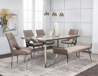 front view of the Century 6-Piece Dining Set in a modern dining room