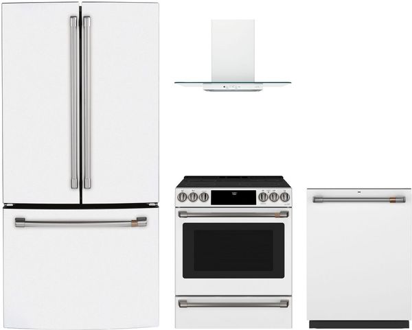 Café 4 Piece Matte White Kitchen Appliance Package