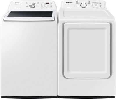front view of a Samsung White Laundry Pair