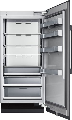 front view of an opened Dacor® Contemporary 21.6 Cu. Ft. Panel Ready All Refrigerator Column