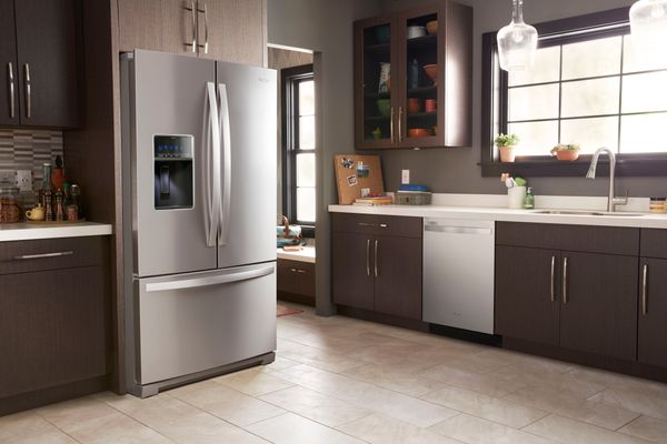Kitchen Featuring a Whirlpool 26.8 Cu. Ft. Fingerprint Resistant Stainless Steel French Door Refrigerator