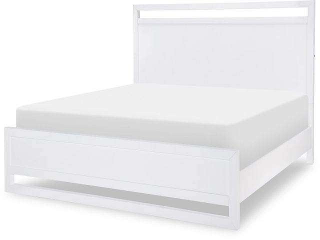 angular view of Legacy Classic Summerland White Queen Panel Bed