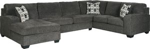 front view of the Signature Design by Ashley® Ballinasloe 3-Piece Smoke Right-Arm Facing Sectional with Chaise