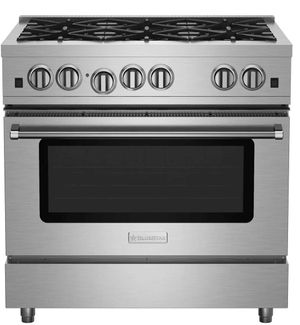front view of the BlueStar® Culinary Series 36" Specialty RAL Freestanding Gas Range