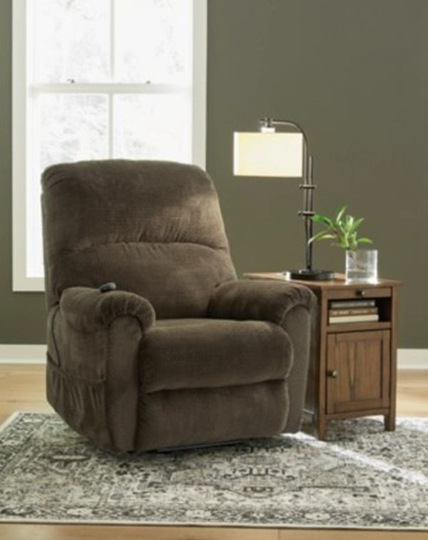 Signature Design by Ashley Shadowboxer Chocolate Power Lift Recliner