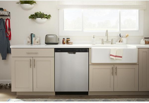 Kitchen Featuring a Amana® 24" Stainless Steel Front Control Built In Dishwasher