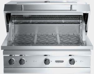front view of the opened Kalamazoo™ Gas Grill Head K42DB 45" Marine-Grade Stainless Steel Built In Grill