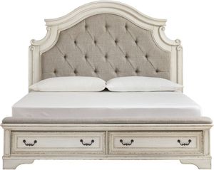 Signature Design by Ashley Realyn Chipped White Queen Upholstered Bed