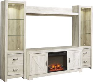 Signature Design by Ashley Bellaby 4-Piece Whitewash Entertainment Center with Electric Fireplace Insert