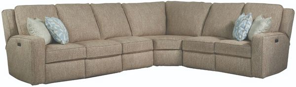 front view of the Southern Motion™ City Limits 4-Piece Sisal Sectional Sofa with Power Headrest