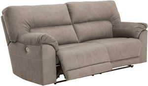 front view of the Benchcraft® Cavalcade Slate Power Reclining Sofa
