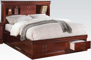 view of the ACME Furniture Louis Philippe III Cherry Eastern King Bed
