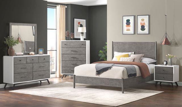 front view of the Frankie 6 Piece Queen Bedroom Set in a modern bedroom