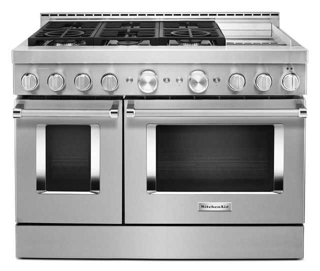 KitchenAid® 48" Stainless Steel Commercial Style Freestanding Gas Range