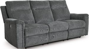 front left view of the Signature Design by Ashley® Barnsana Gravel Power Reclining Sofa