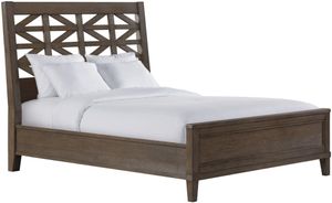 front view of the Intercon Preston Weathered Vintage Oak Queen Panel Bed