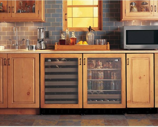 Kitchen Showcasing Monogram 5.5 Cu. Ft. Panel Ready Beverage Center