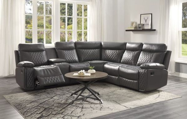 Homelegance Socorro 3-Piece Gray AireHyde Reclining Sectional