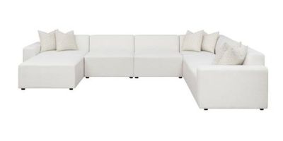 front view of the Coaster® Freddie 7-Piece Pearl White Sofa Sectional
